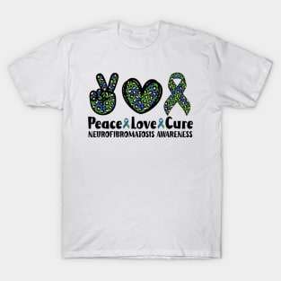 Peace Love Cure Neurofibromatosis Awareness T-Shirt